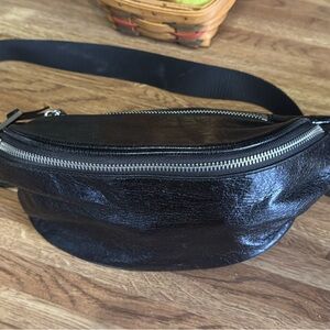 Sleek Black Leather Belt Bag for Men